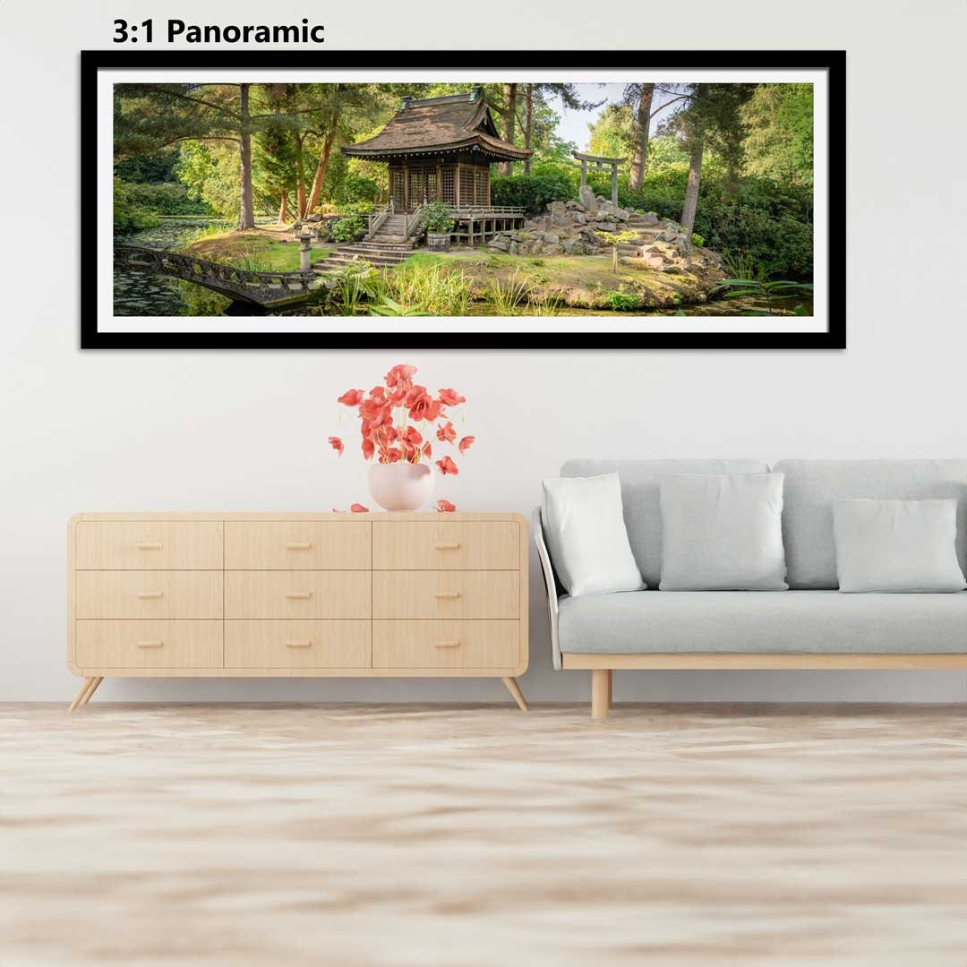 Japanese Peace Garden Panoramic, Landscape Photography Prints, Wall Art