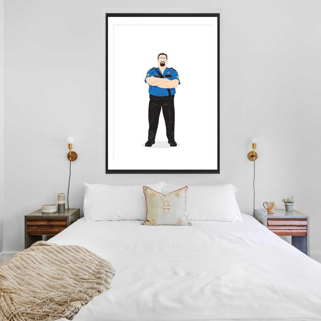 Big Boss Man Minimal Wrestling Illustration, Fun Pop Culture Wall Art Print