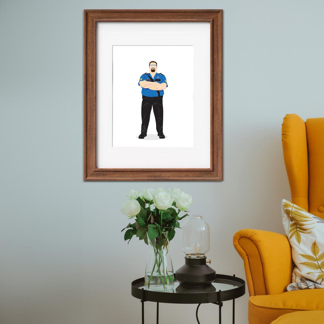 Big Boss Man Minimal Wrestling Illustration, Fun Pop Culture Wall Art Print
