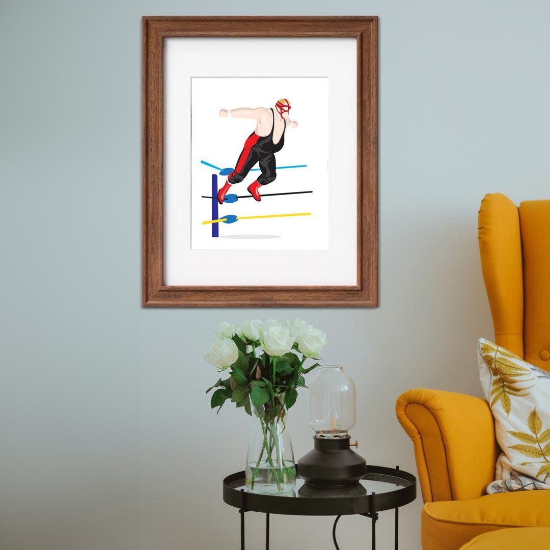 Big Van Vader Minimal Wrestling Illustration, Fun Pop Culture Wall Art Print