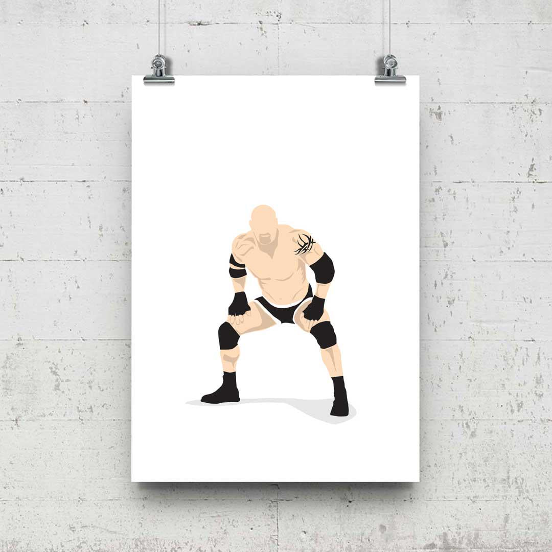 Bill Goldberg Minimal Wrestling Illustration, Fun Pop Culture Wall Art Print