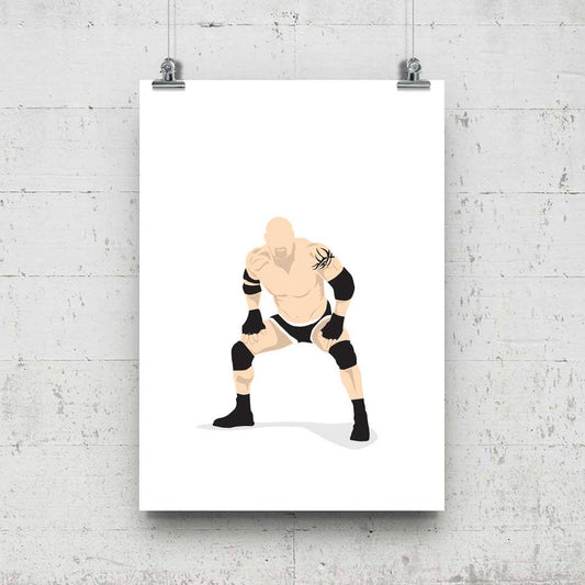Bill Goldberg Minimal Wrestling Illustration, Fun Pop Culture Wall Art Print