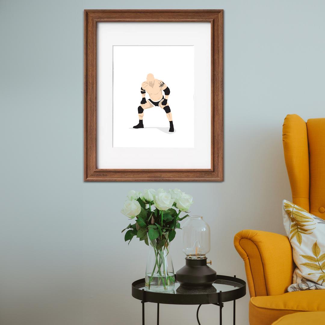 Bill Goldberg Minimal Wrestling Illustration, Fun Pop Culture Wall Art Print