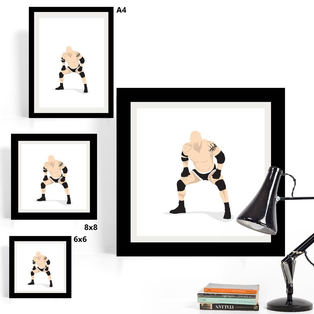 Bill Goldberg Minimal Wrestling Illustration, Fun Pop Culture Wall Art Print