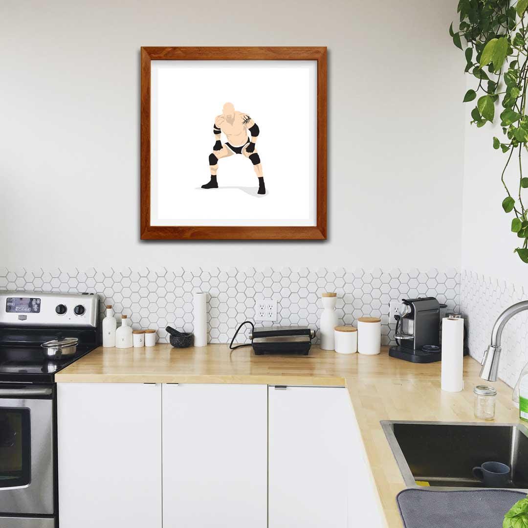 Bill Goldberg Minimal Wrestling Illustration, Fun Pop Culture Wall Art Print