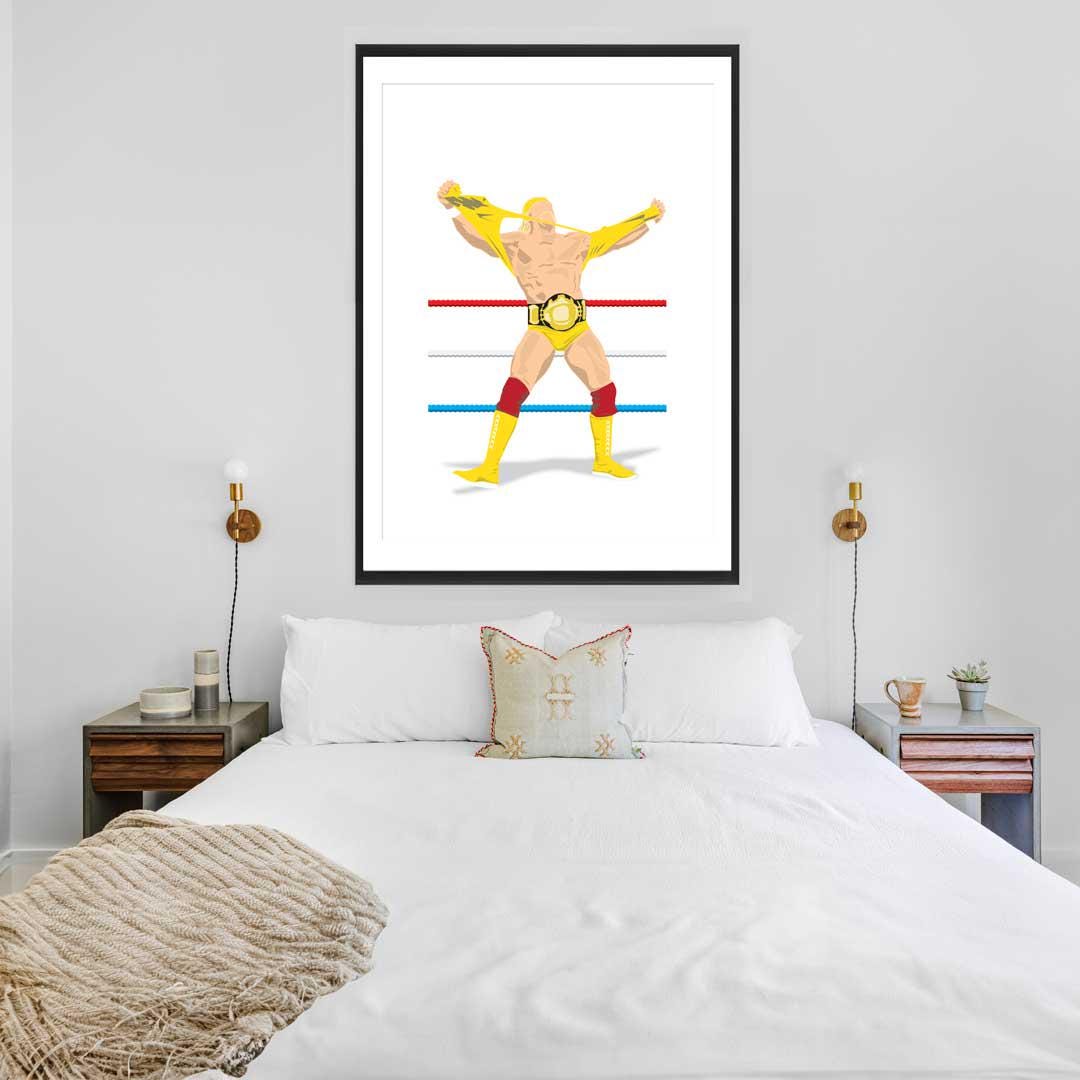 Hulk Hogan Minimal Wrestling Illustration, Fun Pop Culture Wall Art Print