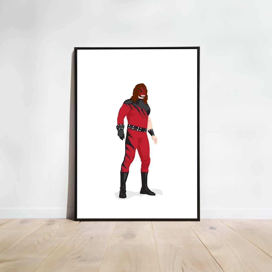 Kane The Big Red Machine Minimal Wrestling Illustration, Fun Pop Culture Wall Art Print