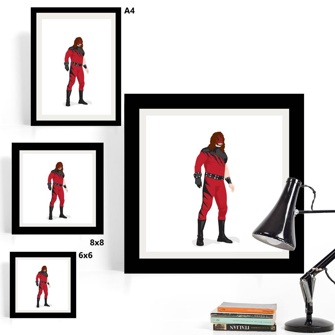 Kane The Big Red Machine Minimal Wrestling Illustration, Fun Pop Culture Wall Art Print