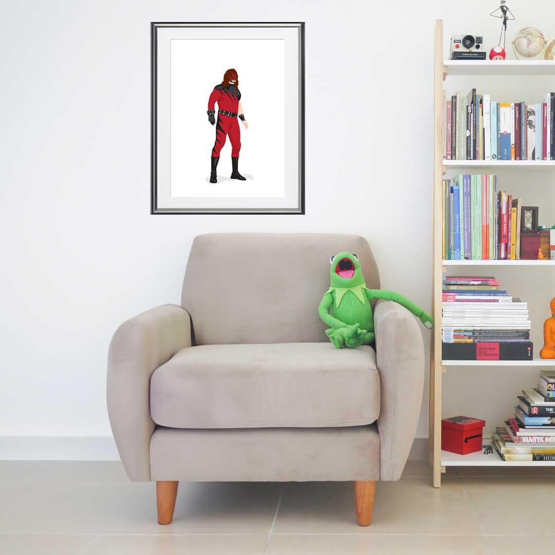 Kane The Big Red Machine Minimal Wrestling Illustration, Fun Pop Culture Wall Art Print