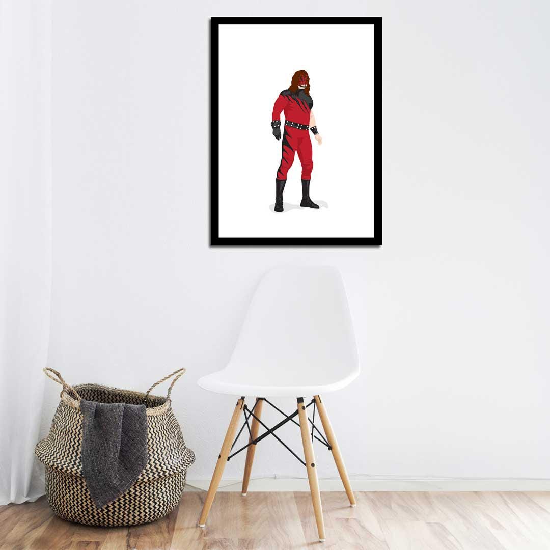Kane The Big Red Machine Minimal Wrestling Illustration, Fun Pop Culture Wall Art Print