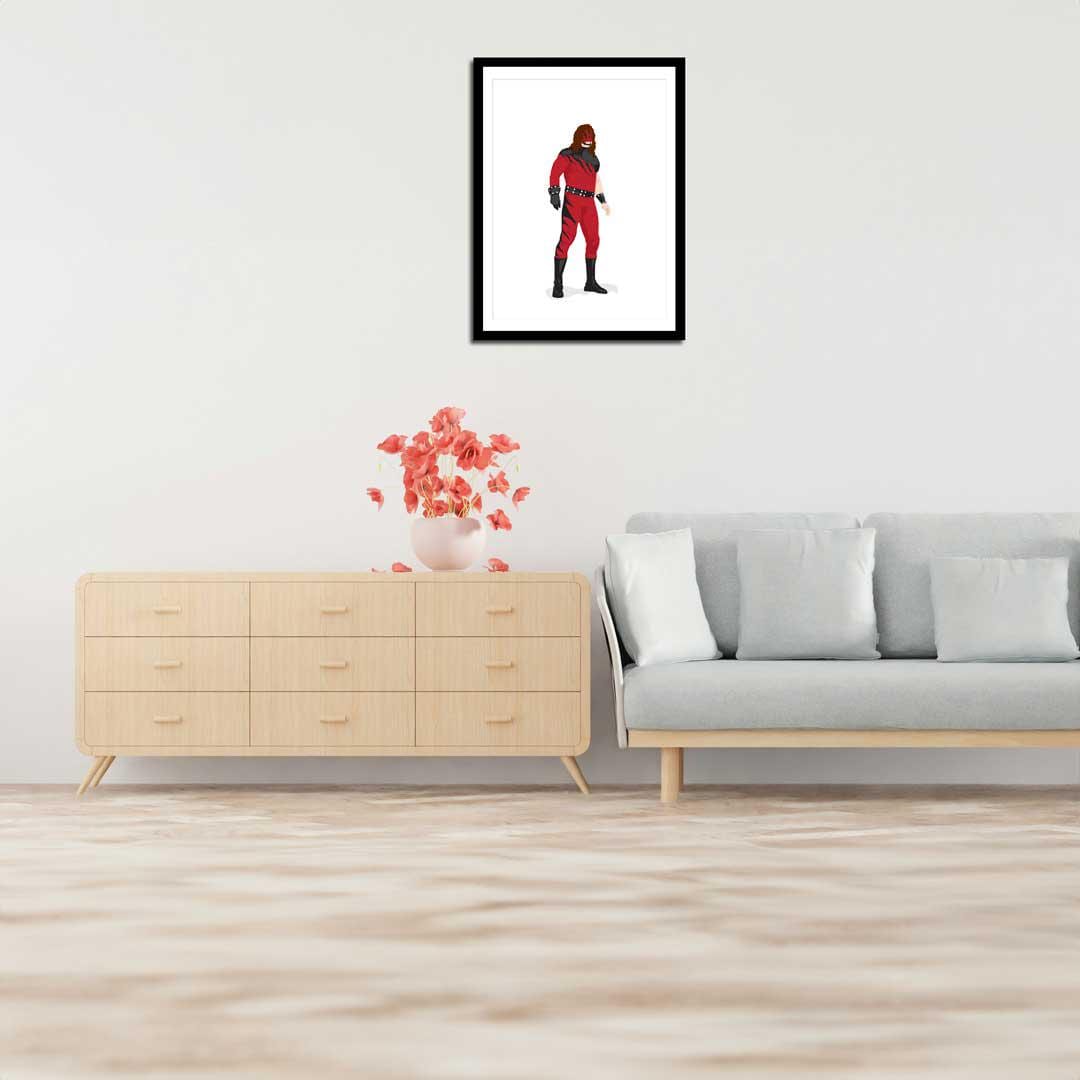 Kane The Big Red Machine Minimal Wrestling Illustration, Fun Pop Culture Wall Art Print