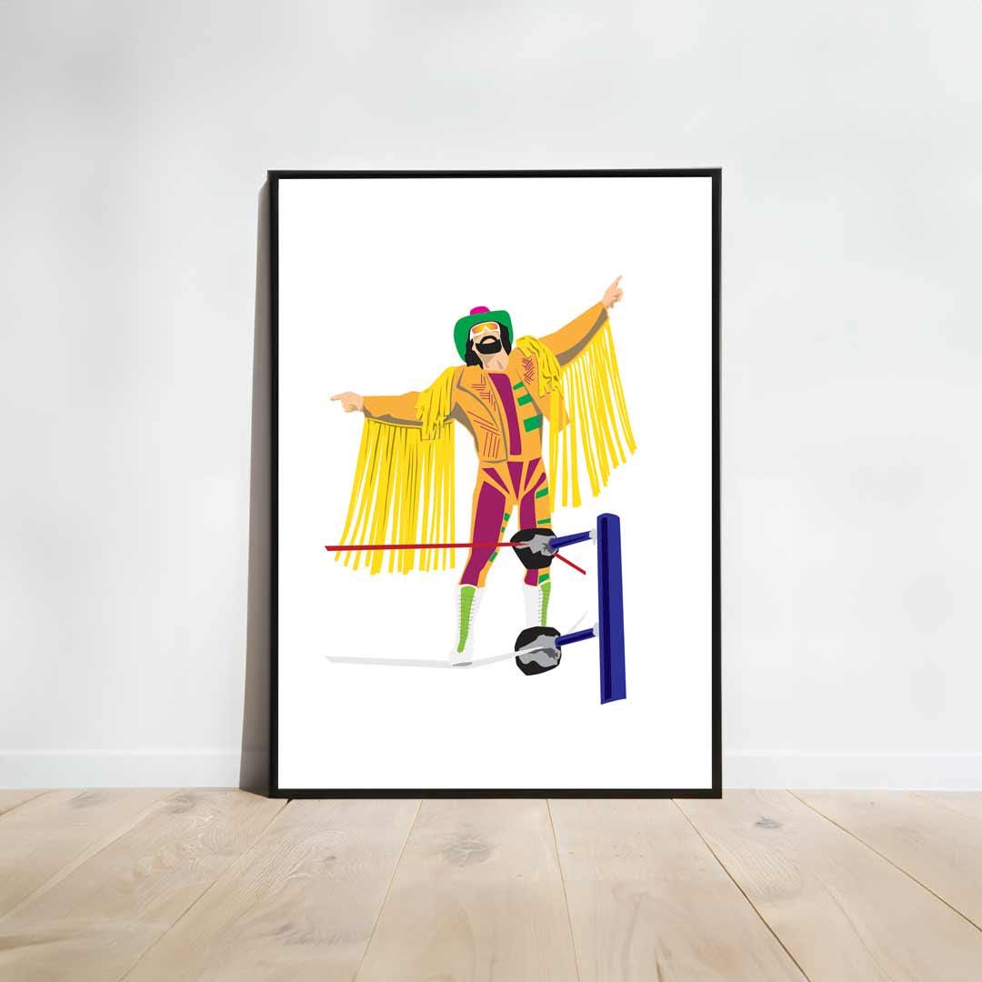 Macho Man Randy Savage Minimal Wrestling Illustration, Fun Pop Culture Wall Art Print