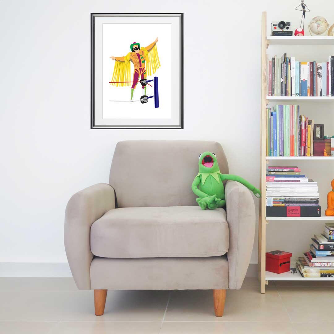 Macho Man Randy Savage Minimal Wrestling Illustration, Fun Pop Culture Wall Art Print