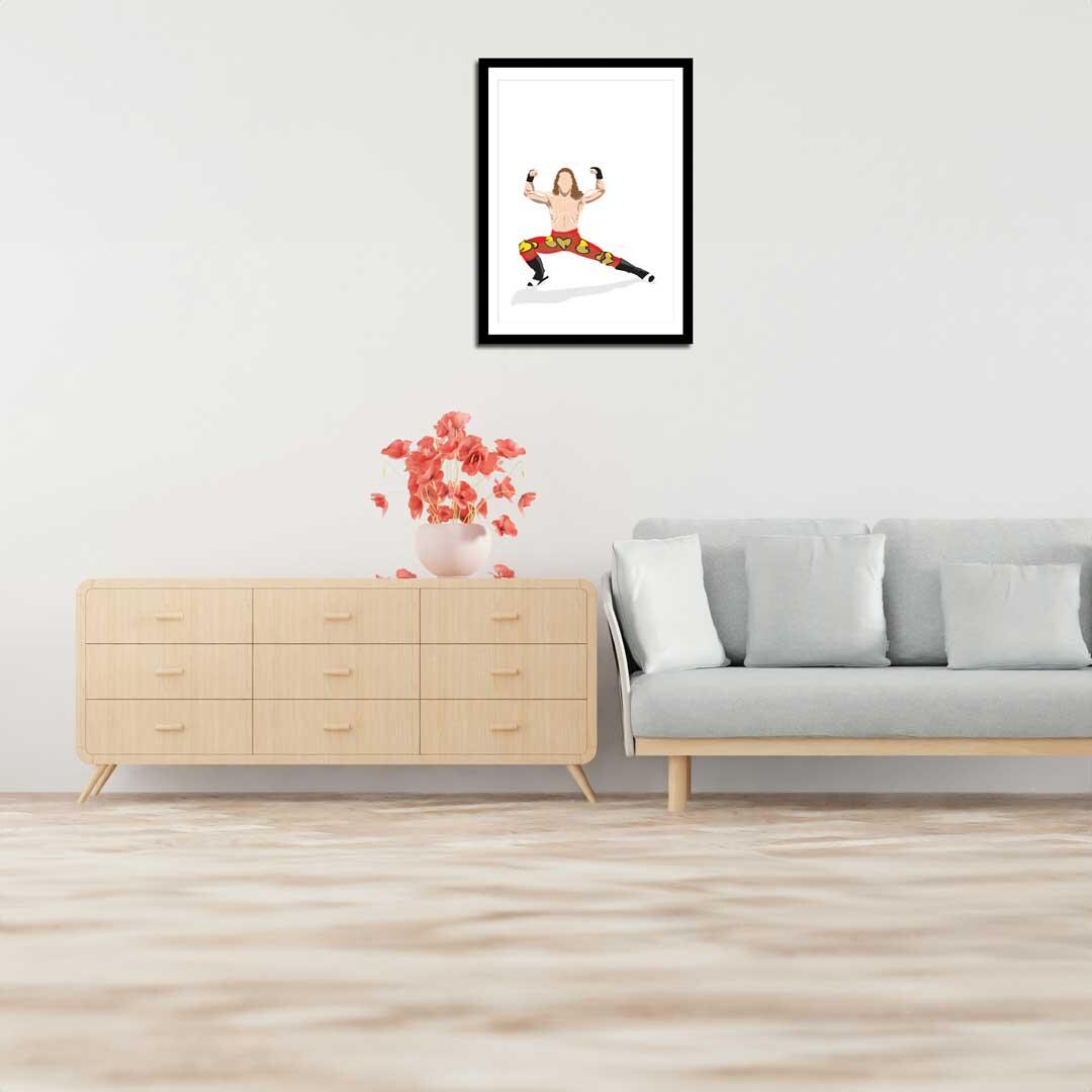 Shawn Michaels Minimal Wrestling Illustration, Wall Art Print
