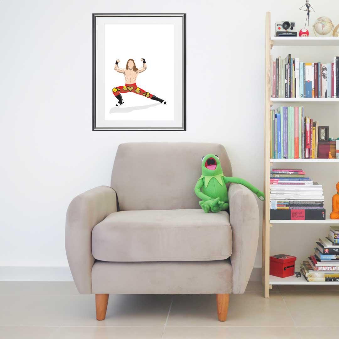 Shawn Michaels Minimal Wrestling Illustration, Wall Art Print