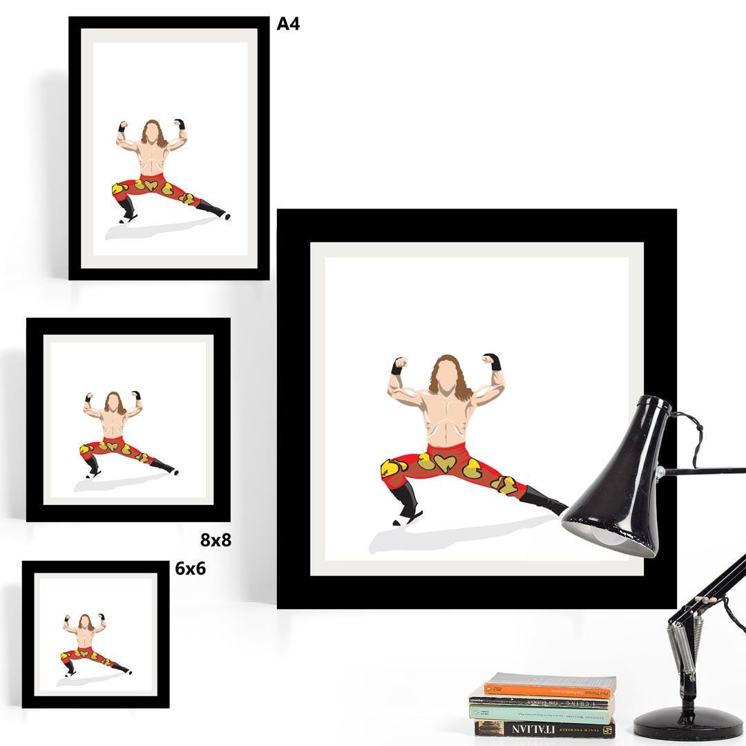 Shawn Michaels Minimal Wrestling Illustration, Wall Art Print