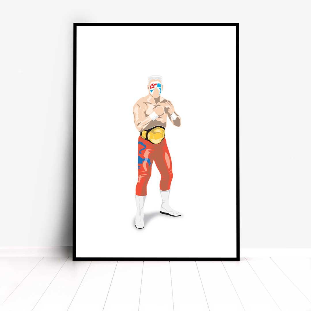 Surfer Sting Minimal Wrestling Illustration, Wall Art Print