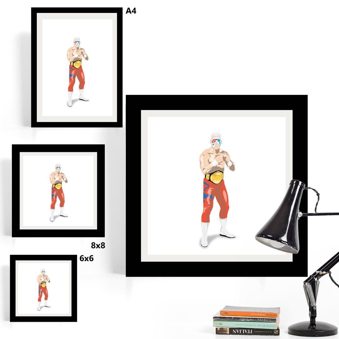 Surfer Sting Minimal Wrestling Illustration, Wall Art Print