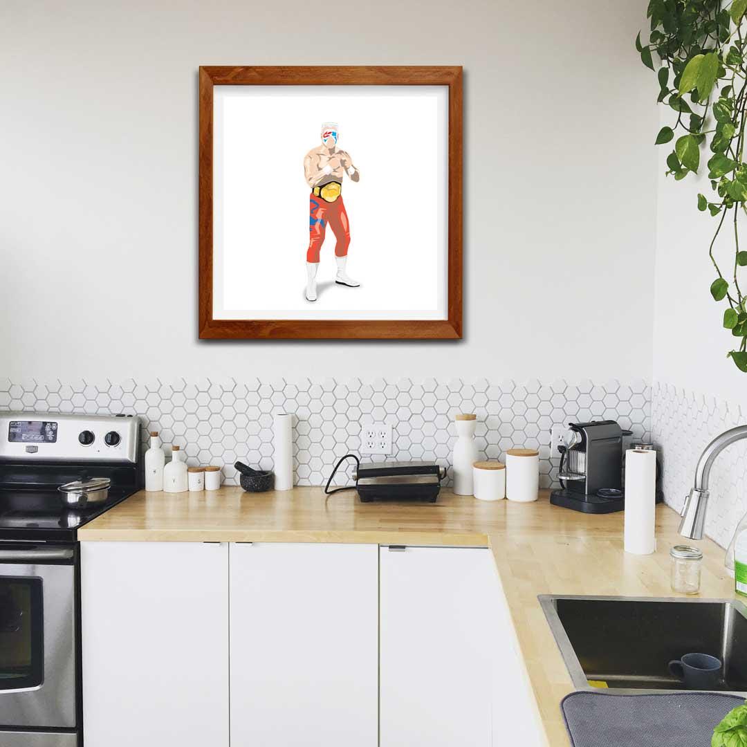 Surfer Sting Minimal Wrestling Illustration, Wall Art Print