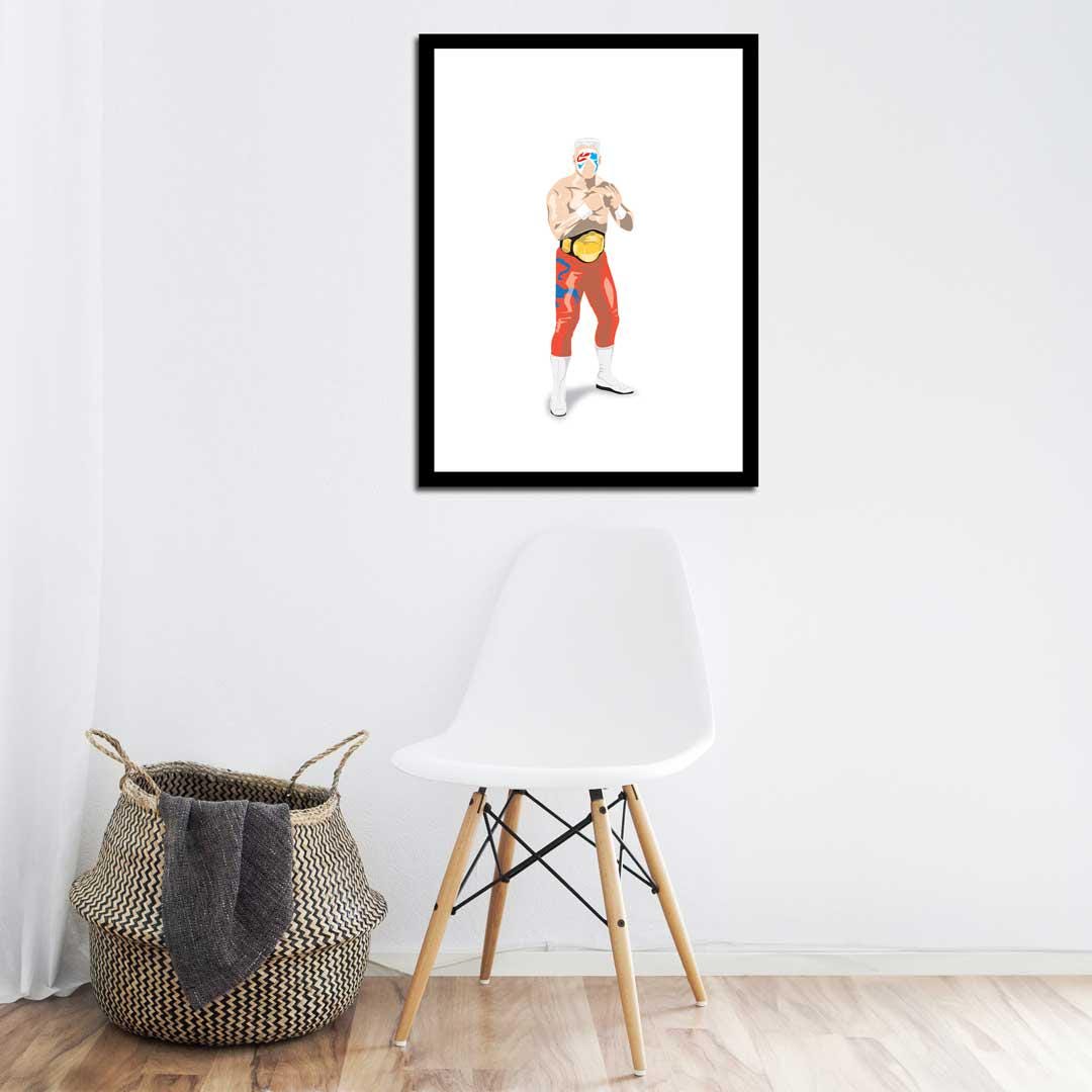 Surfer Sting Minimal Wrestling Illustration, Wall Art Print