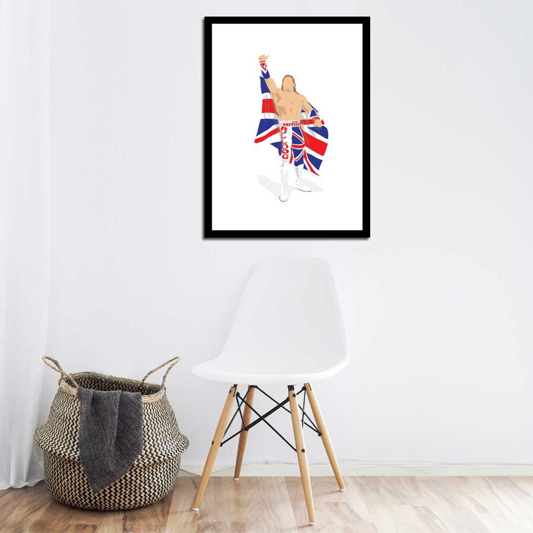 The British Bulldog Davey Boy Smith Minimal Wrestling Illustration, Fun Pop Culture Wall Art Print