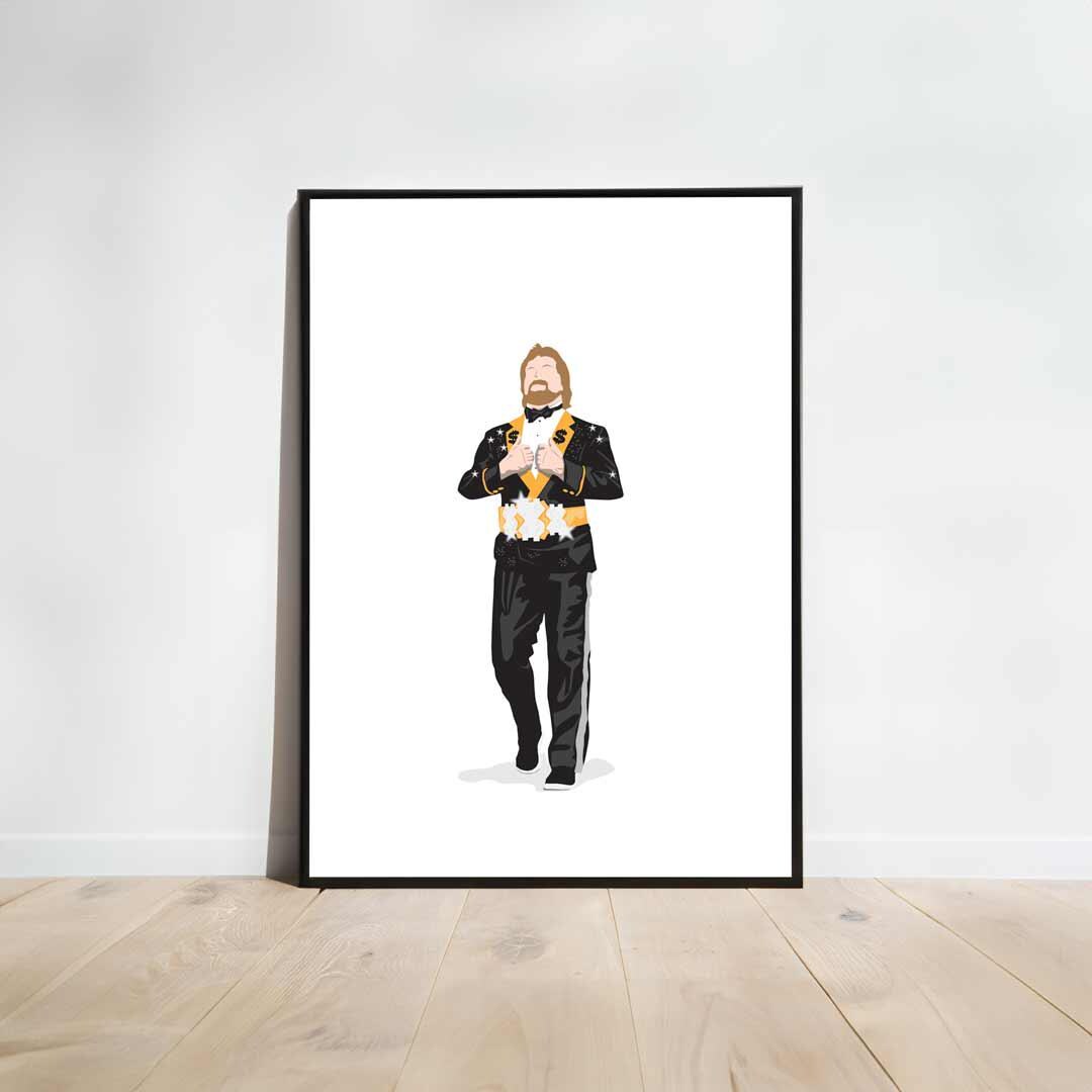 The Million Dollar Man Ted Dibiase Minimal Wrestling Illustration, Wall Art Print