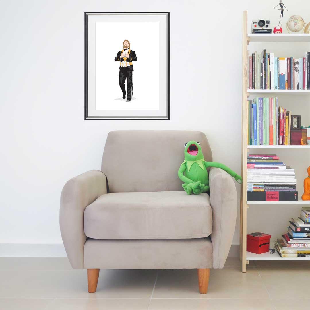 The Million Dollar Man Ted Dibiase Minimal Wrestling Illustration, Wall Art Print