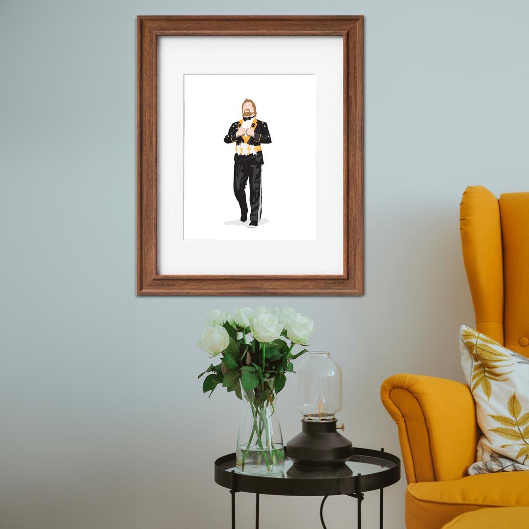The Million Dollar Man Ted Dibiase Minimal Wrestling Illustration, Wall Art Print