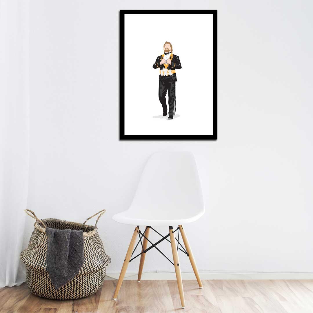 The Million Dollar Man Ted Dibiase Minimal Wrestling Illustration, Wall Art Print