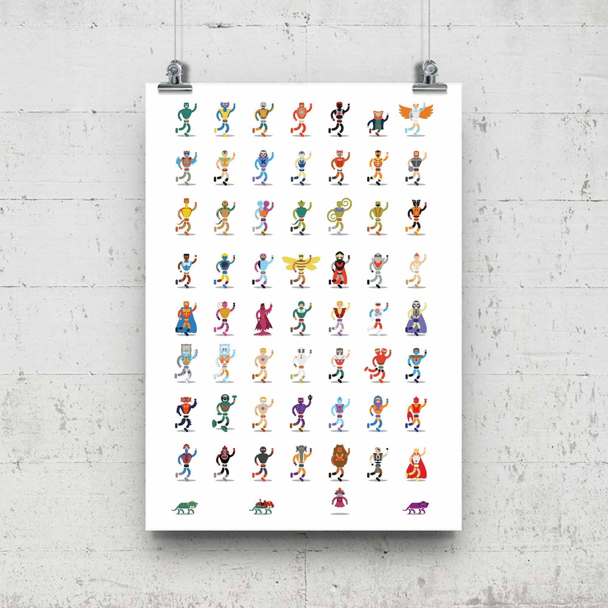 HeMan SheRa Minimalist Illustration, Retro Art, 80s Cartoon, MOTU, Fun Pop Culture Wall Art Print
