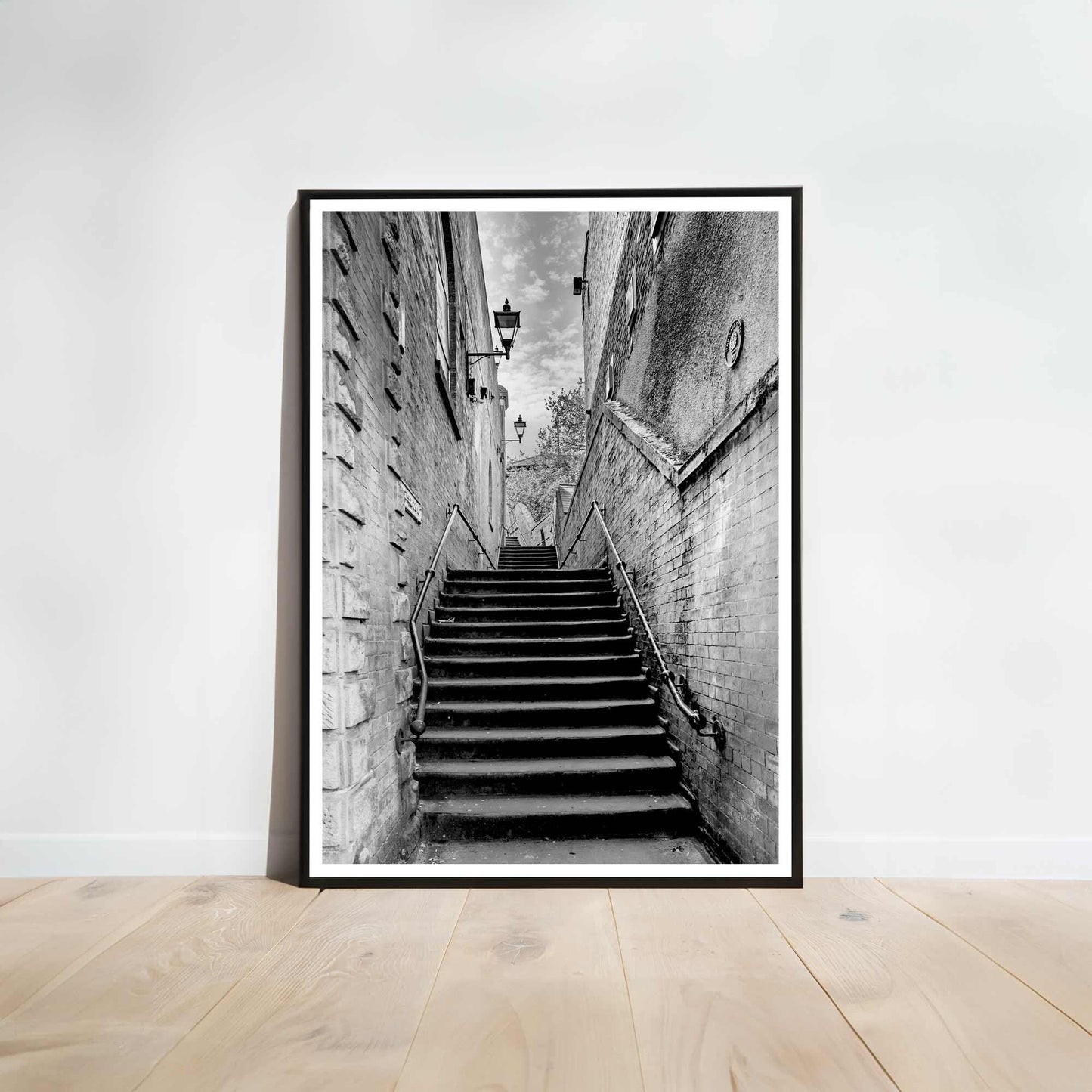 Manchester Stockport Steps Fine Art Print, Stone Steps, Stockport scenery, Stockport landmark, Black and White Digital Print