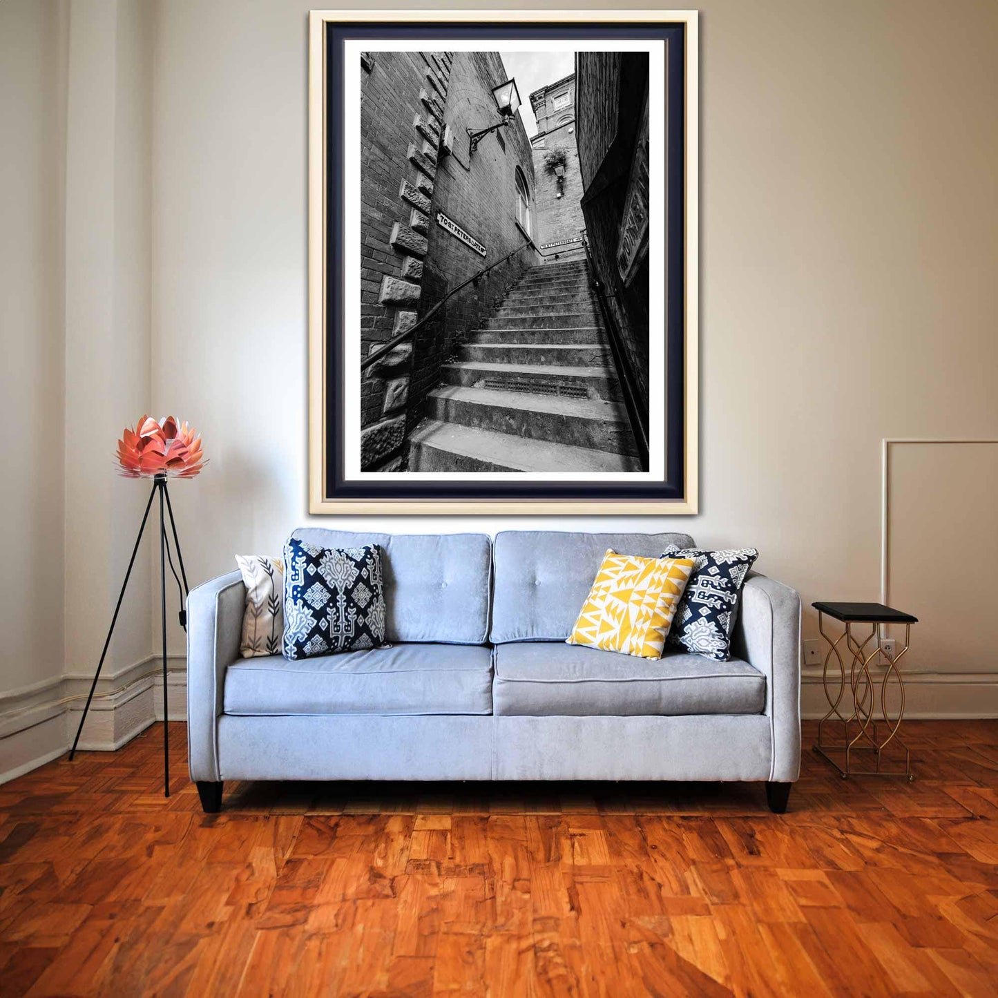 Manchester Stockport Steps Fine Art Print, Stone Steps, Stockport scenery, Stockport landmark, Black and White Digital Print