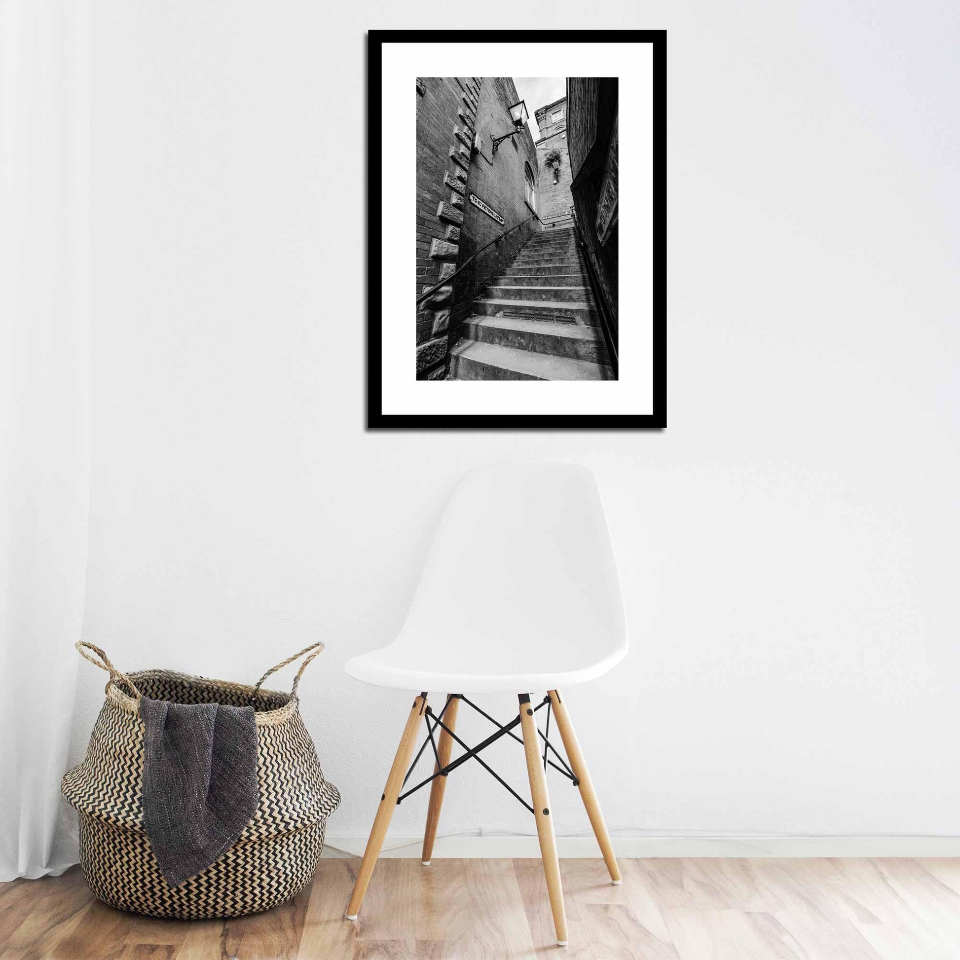Manchester Stockport Steps Fine Art Print, Stone Steps, Stockport scenery, Stockport landmark, Black and White Digital Print
