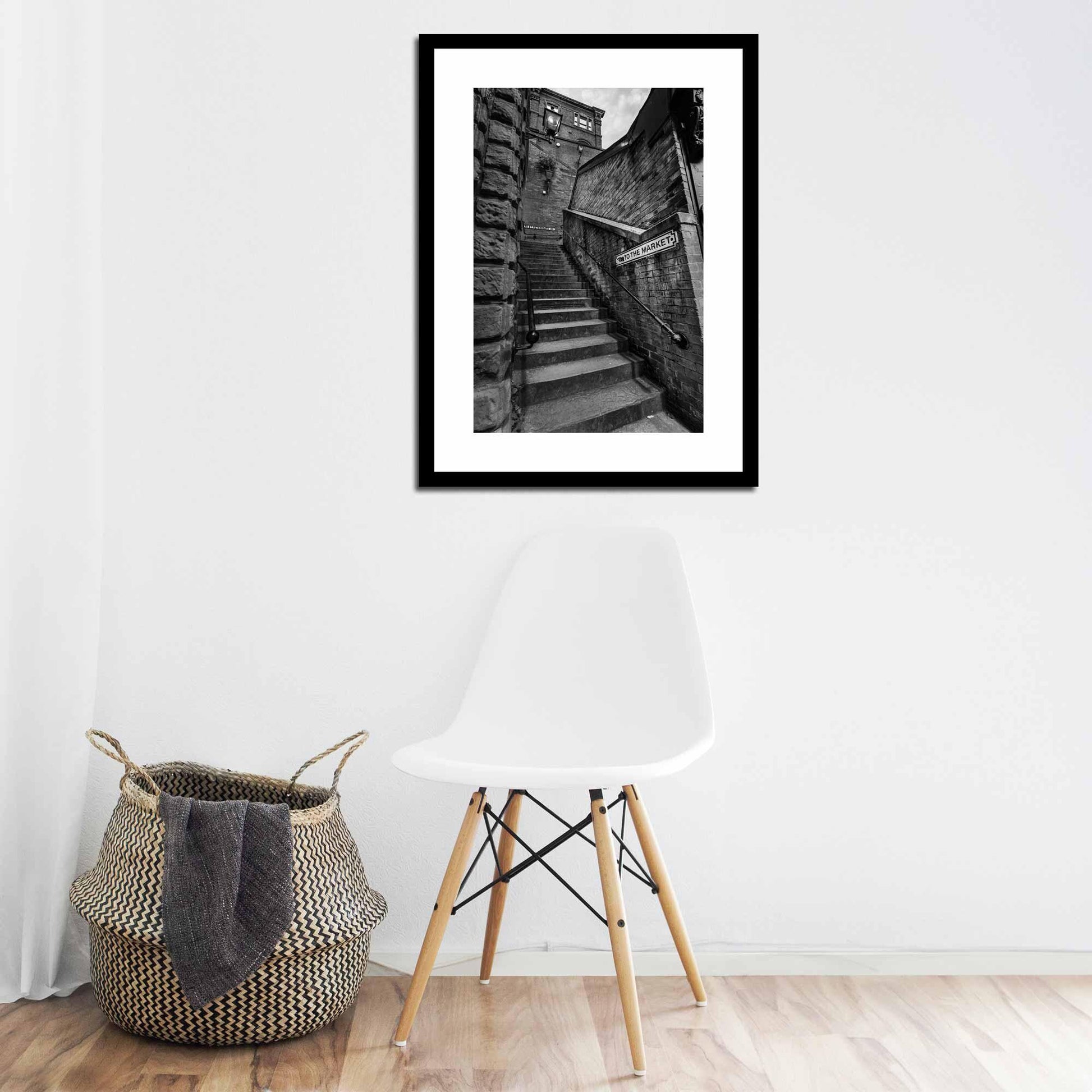 Manchester Stockport Steps Fine Art Print, Stone Steps, Stockport scenery, Stockport landmark, Black and White Digital Print
