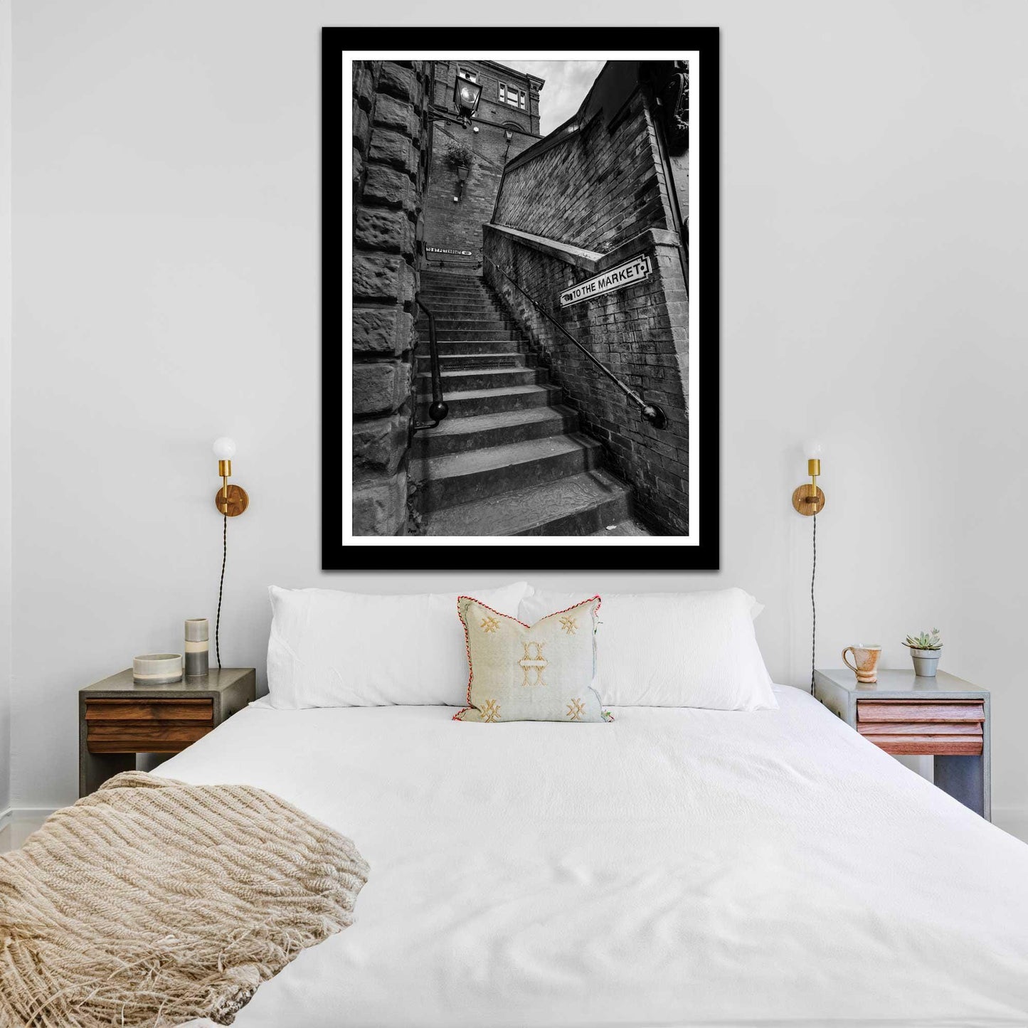 Manchester Stockport Steps Fine Art Print, Stone Steps, Stockport scenery, Stockport landmark, Black and White Digital Print