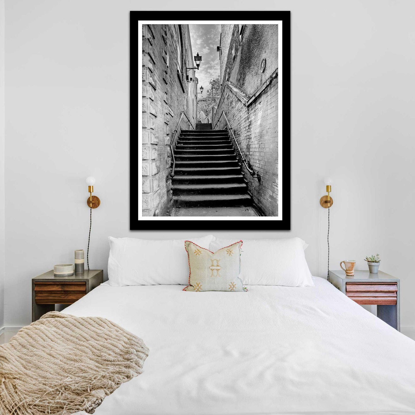 Manchester Stockport Steps Fine Art Print, Stone Steps, Stockport scenery, Stockport landmark, Black and White Digital Print