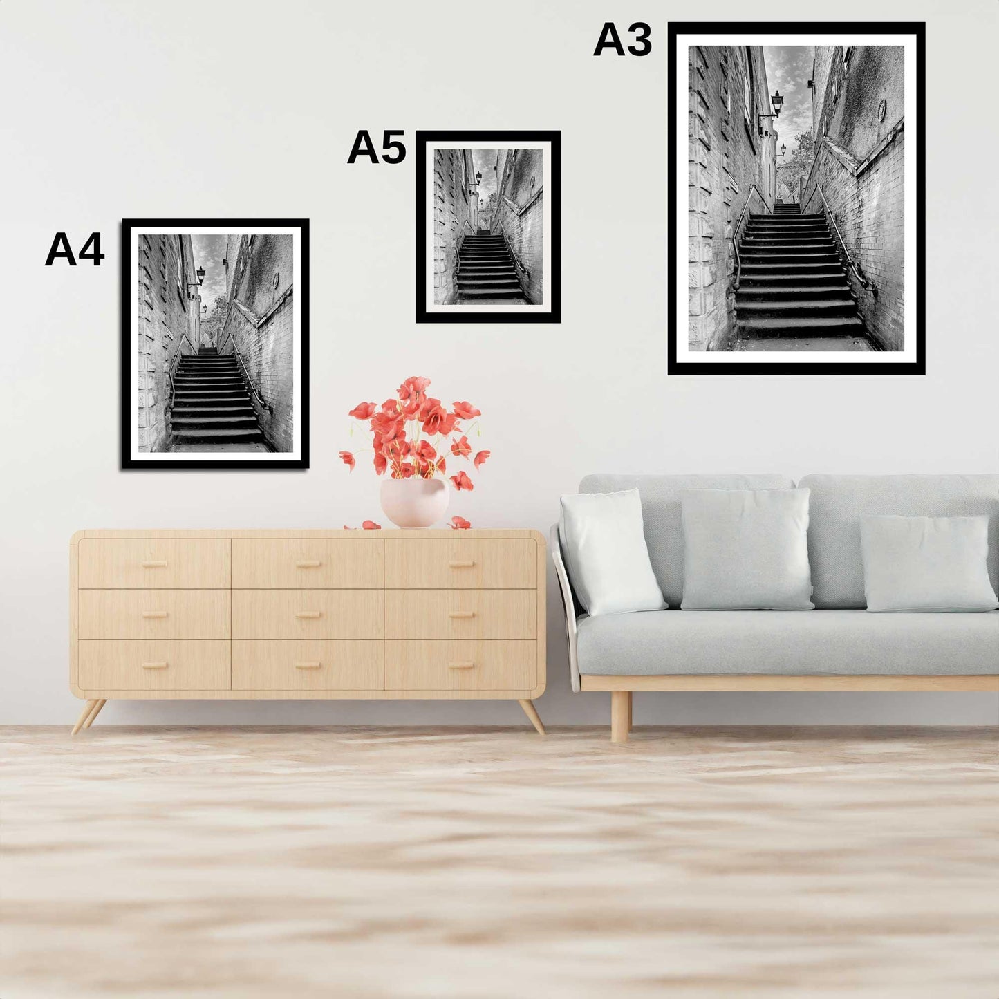 Manchester Stockport Steps Fine Art Print, Stone Steps, Stockport scenery, Stockport landmark, Black and White Digital Print
