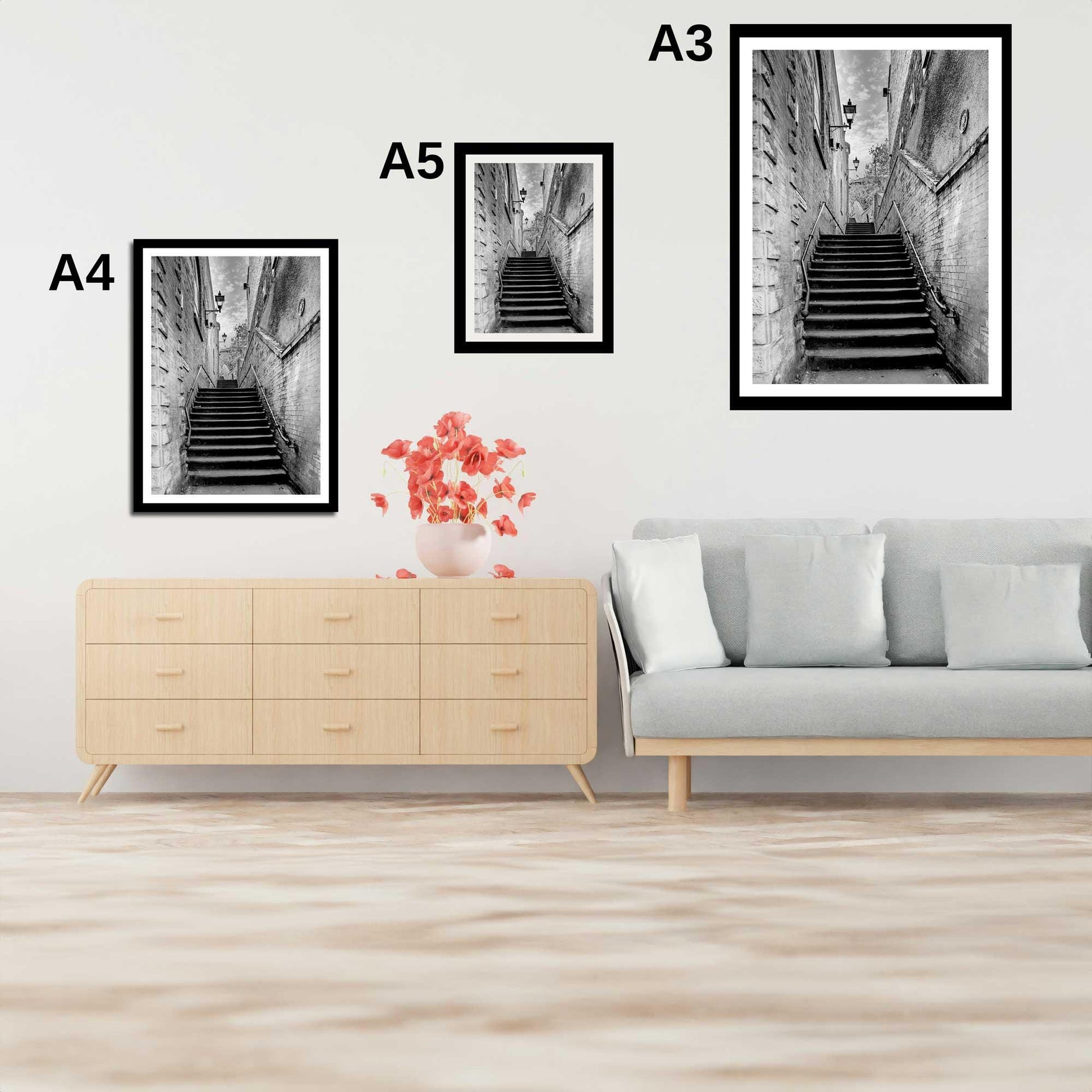 Manchester Stockport Steps Fine Art Print, Stone Steps, Stockport scenery, Stockport landmark, Black and White Digital Print