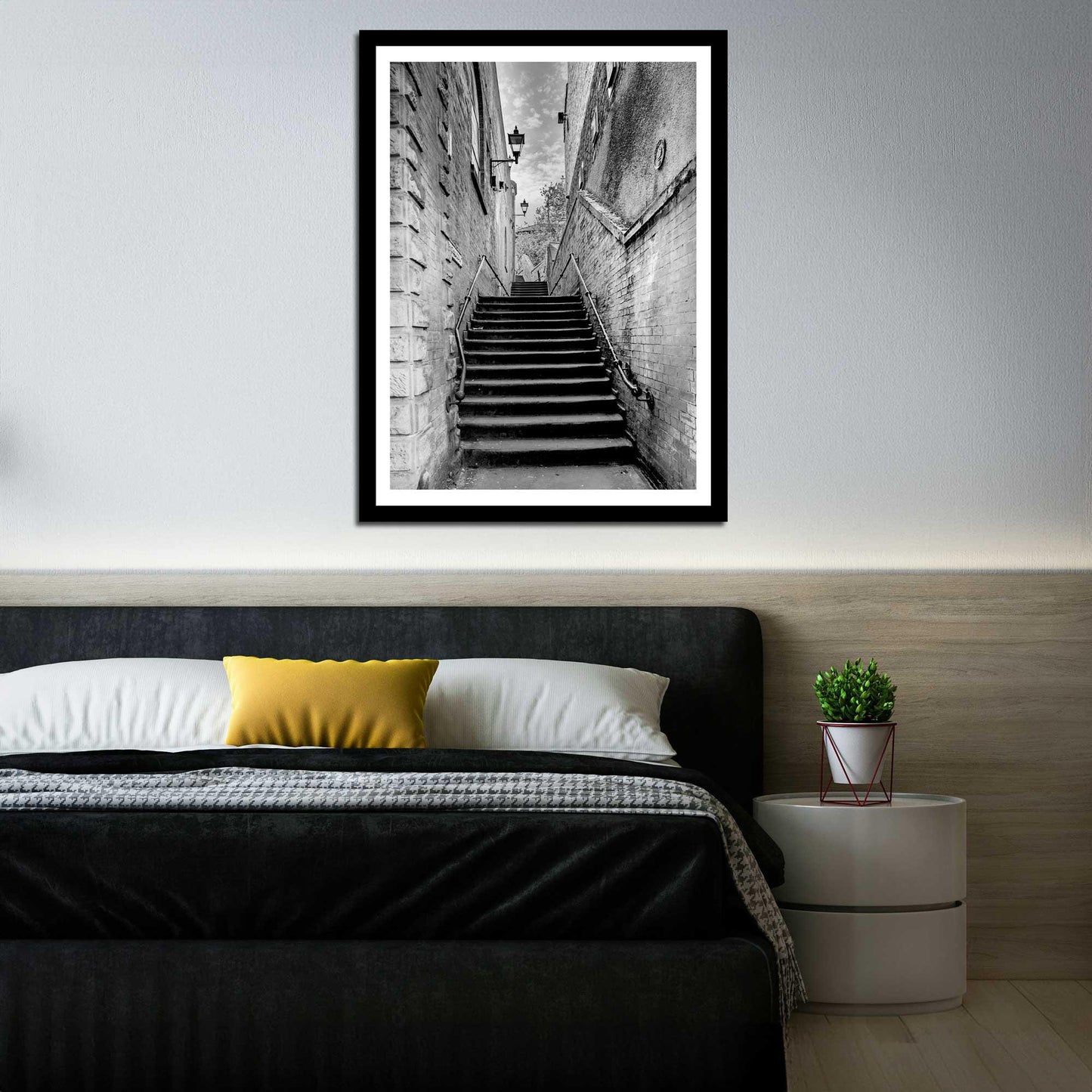 Manchester Stockport Steps Fine Art Print, Stone Steps, Stockport scenery, Stockport landmark, Black and White Digital Print