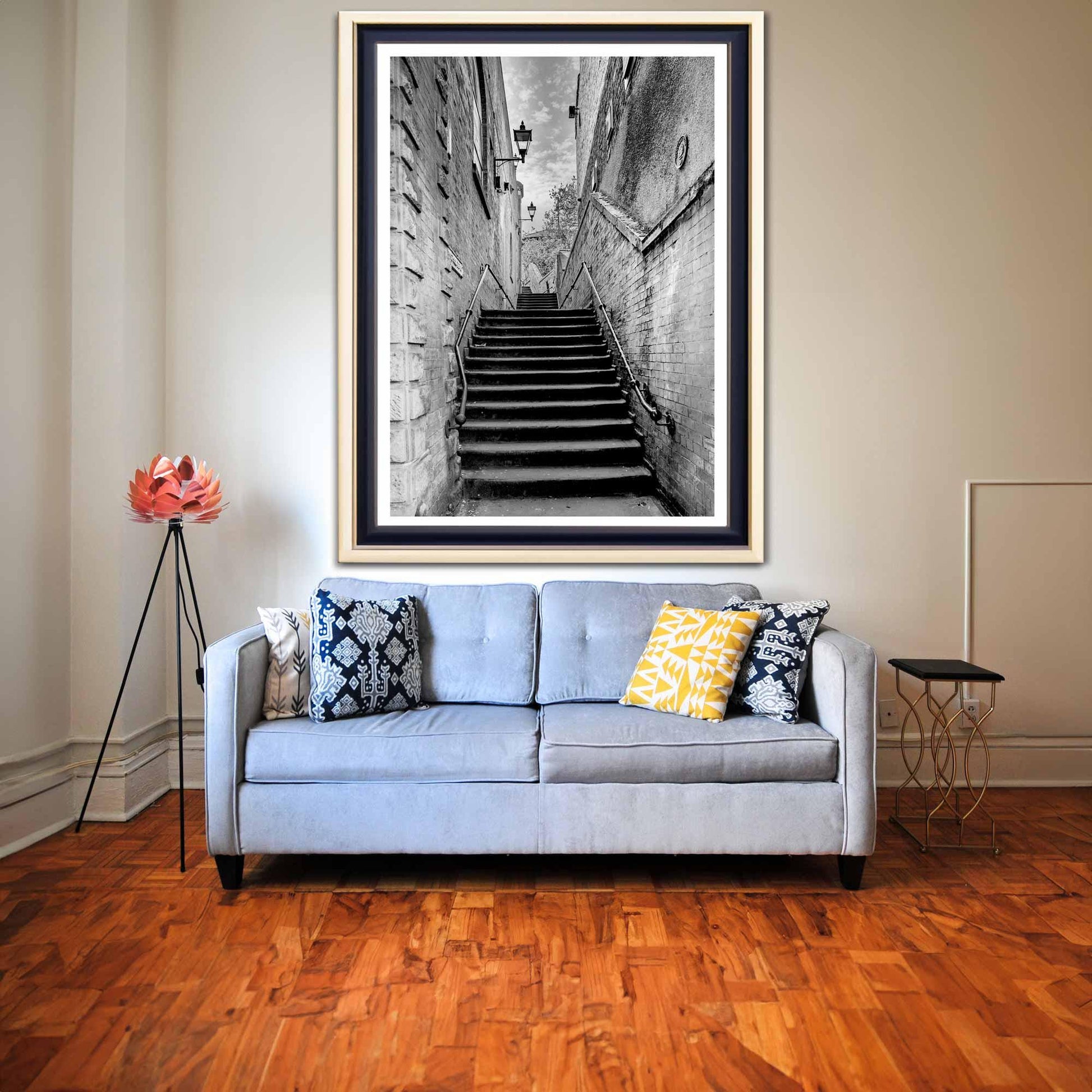 Manchester Stockport Steps Fine Art Print, Stone Steps, Stockport scenery, Stockport landmark, Black and White Digital Print