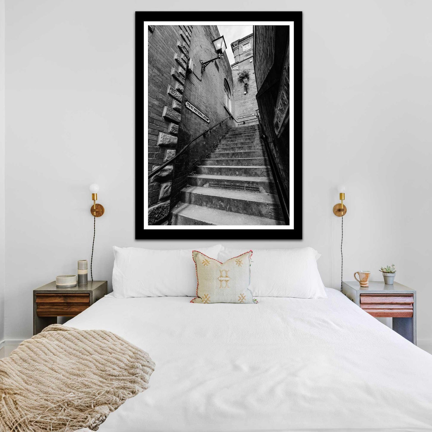 Manchester Stockport Steps Fine Art Print, Stone Steps, Stockport scenery, Stockport landmark, Black and White Digital Print