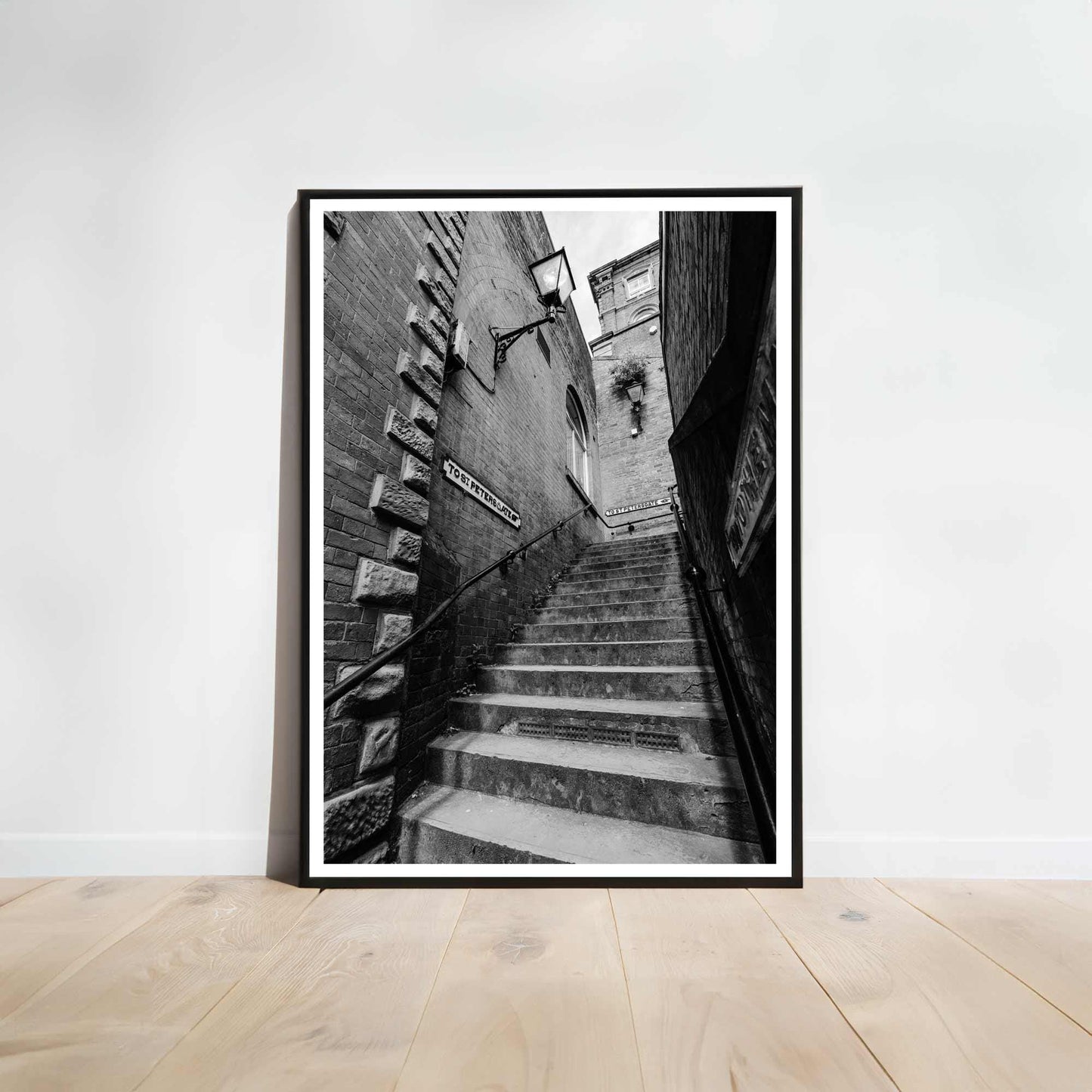 Manchester Stockport Steps Fine Art Print, Stone Steps, Stockport scenery, Stockport landmark, Black and White Digital Print