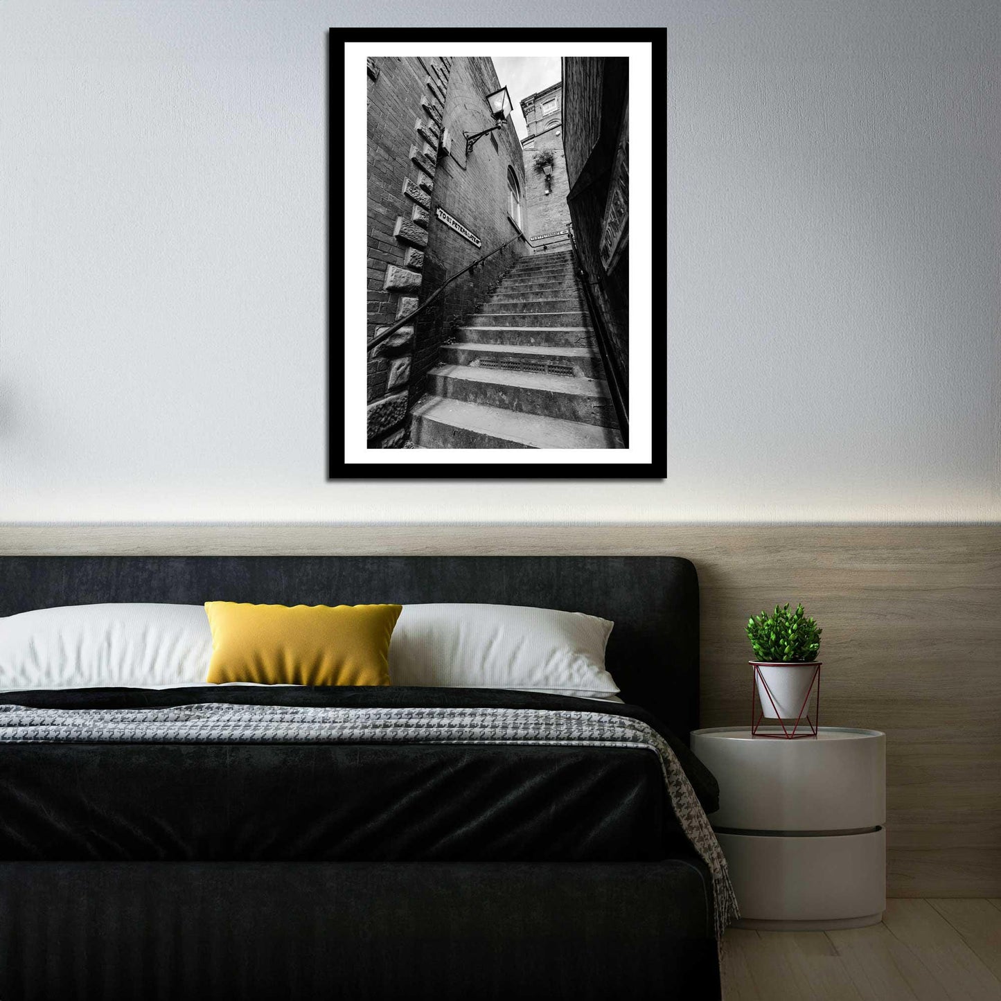 Manchester Stockport Steps Fine Art Print, Stone Steps, Stockport scenery, Stockport landmark, Black and White Digital Print