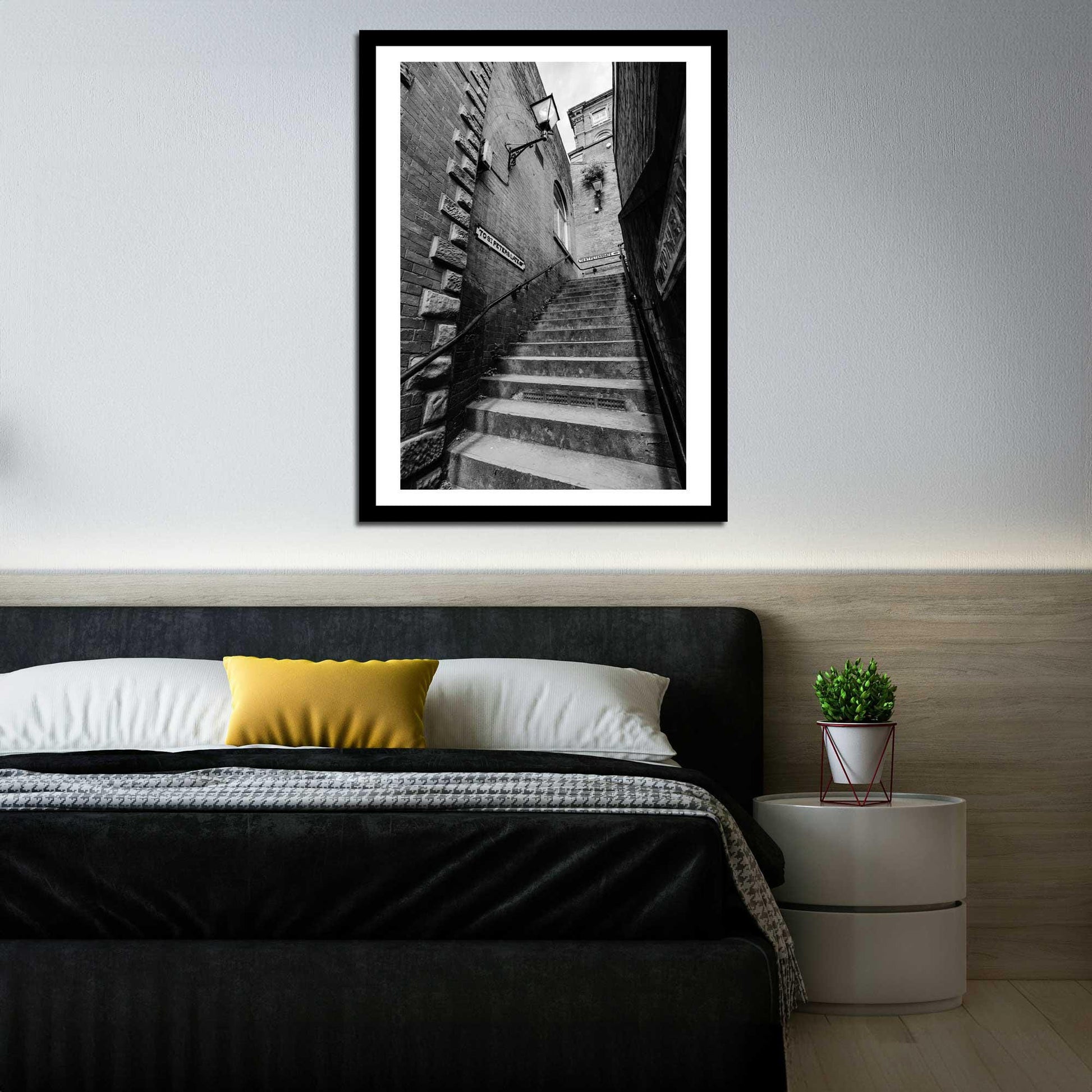 Manchester Stockport Steps Fine Art Print, Stone Steps, Stockport scenery, Stockport landmark, Black and White Digital Print