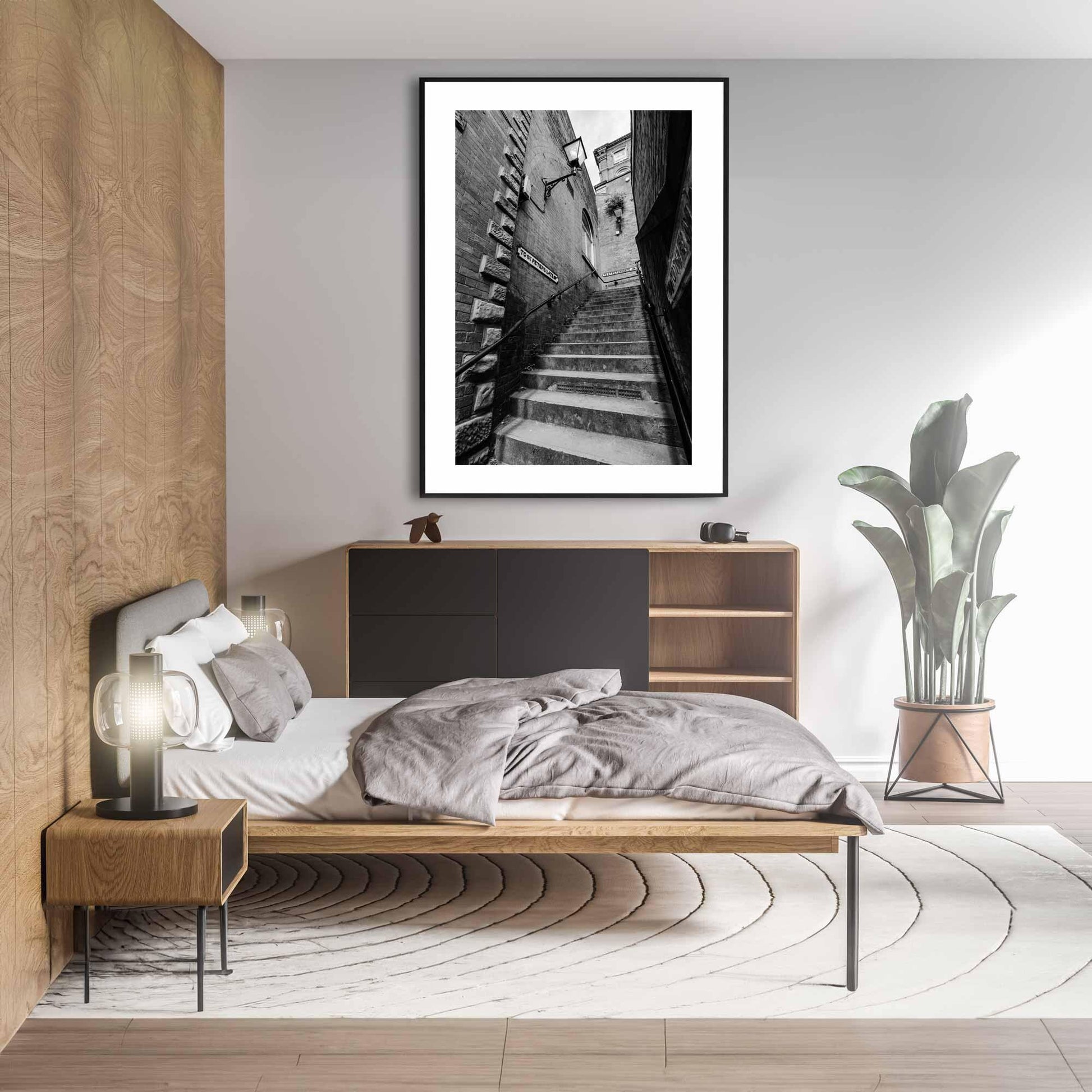 Manchester Stockport Steps Fine Art Print, Stone Steps, Stockport scenery, Stockport landmark, Black and White Digital Print