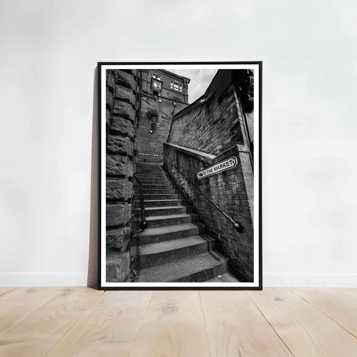 Manchester Stockport Steps Fine Art Print, Stone Steps, Stockport scenery, Stockport landmark, Black and White Digital Print