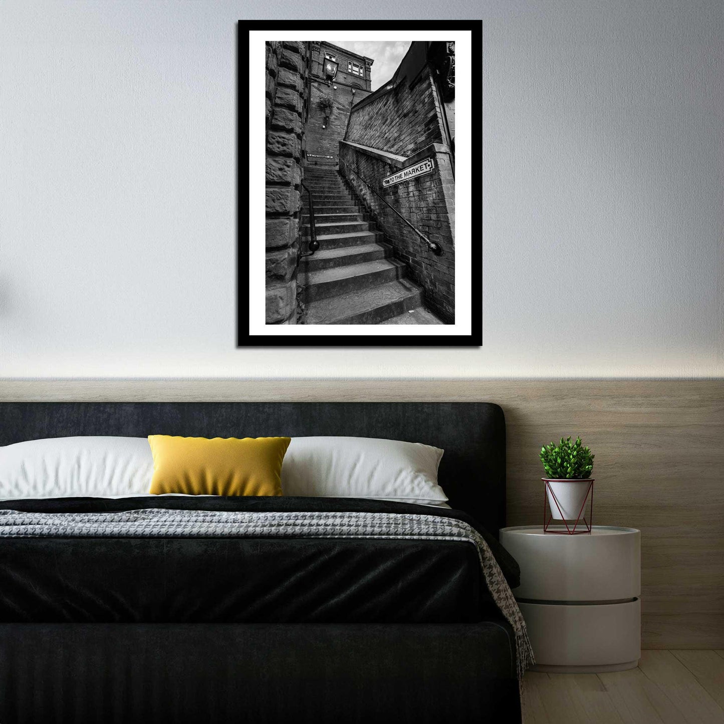 Manchester Stockport Steps Fine Art Print, Stone Steps, Stockport scenery, Stockport landmark, Black and White Digital Print