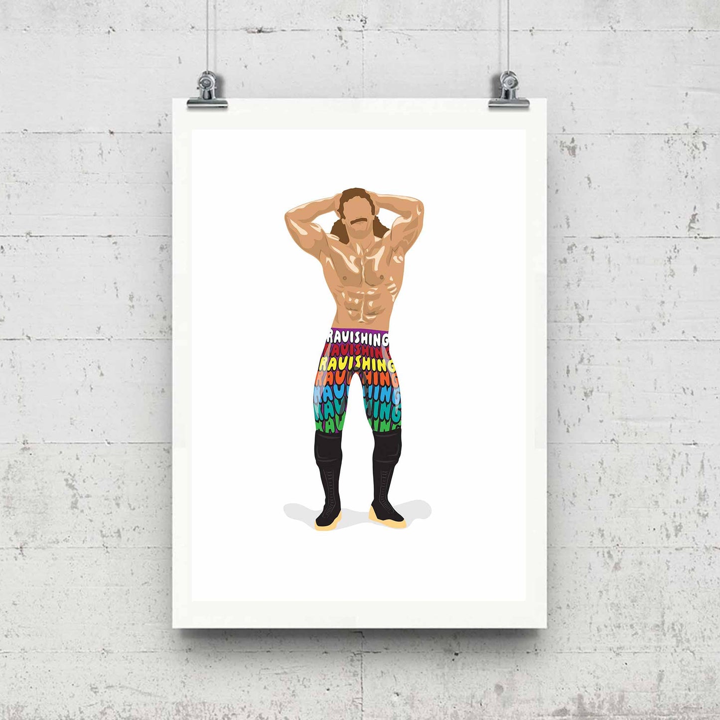 Ravishing Rick Rude Minimal Wrestling Illustration, pop culture, Wall Art Print