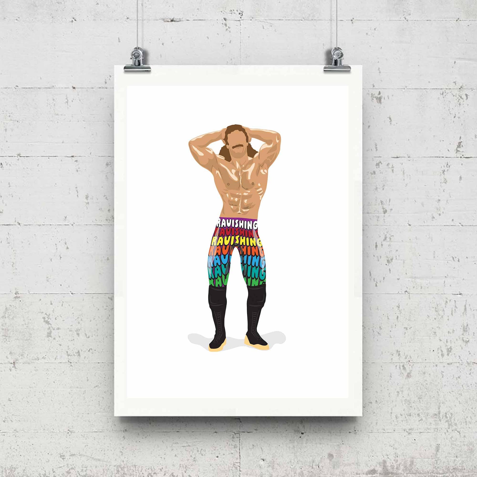 Ravishing Rick Rude Minimal Wrestling Illustration, pop culture, Wall Art Print