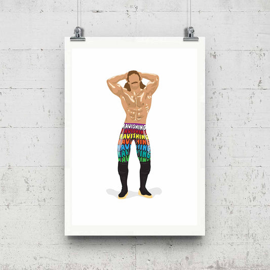 Ravishing Rick Rude Minimal Wrestling Illustration, pop culture, Wall Art Print